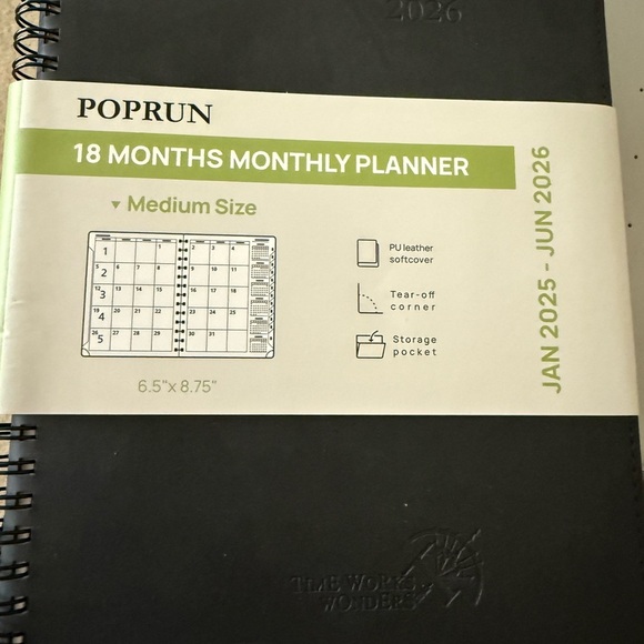 Poprun Black 18-Month Planner - Picture 1 of 2